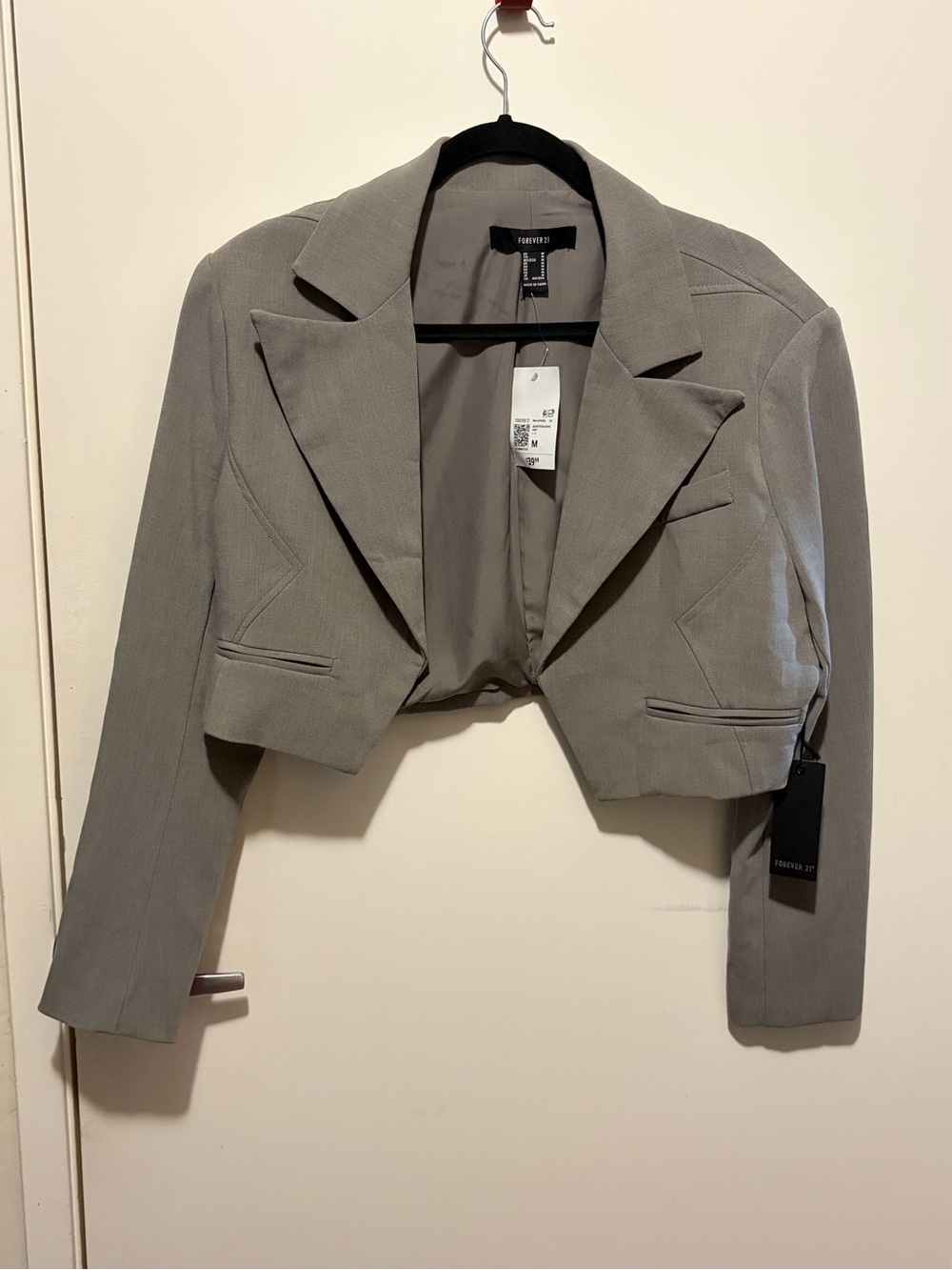 Forever 21 Light Gray Cropped Blazer Jacket